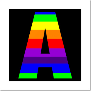 The Letter A in Rainbow Stripes Posters and Art